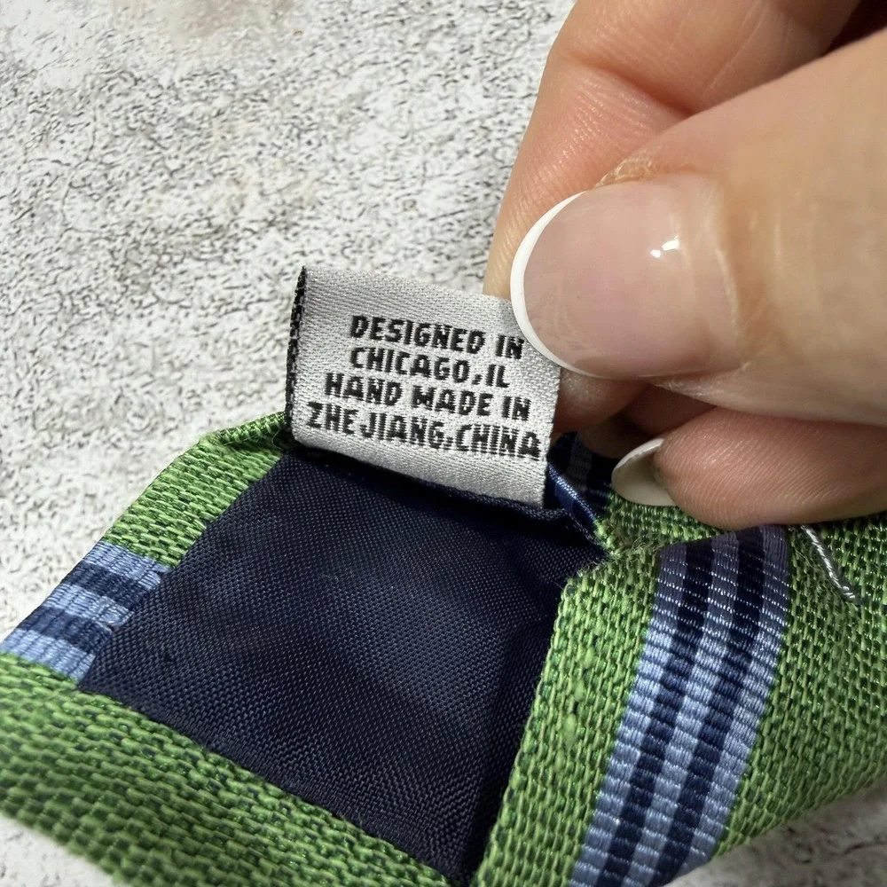 The Tie Bar Silk Tie Mens One Size Green Striped Made In China Necktie‎